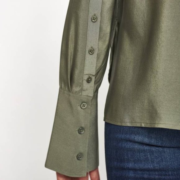 Equipment Green and Pink Striped Blouse - Picture 4 of 7